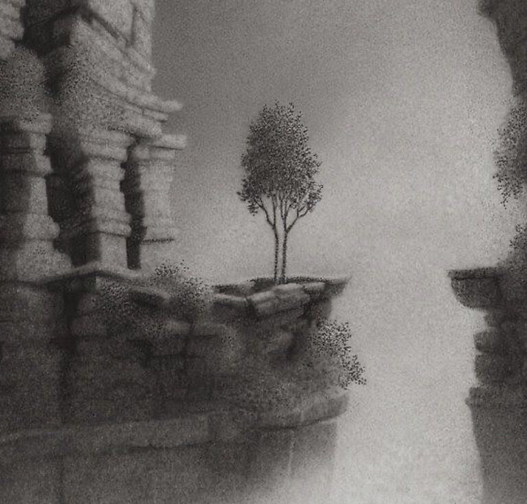 Mark Reep landscape in charcoal and graphite