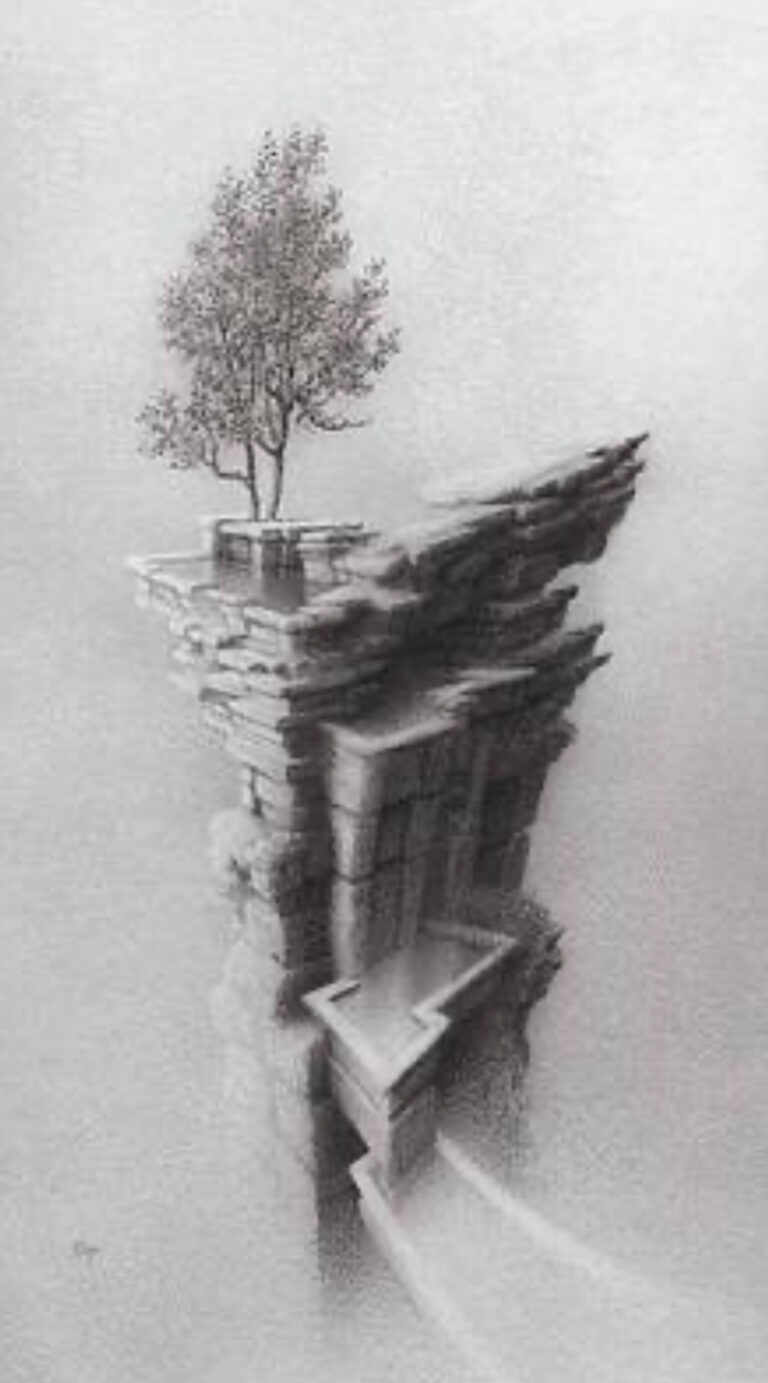 Mark Reep landscape in charcoal and graphite